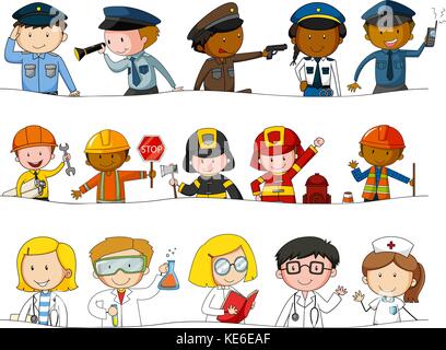 Different kind of occupations illustration Stock Vector