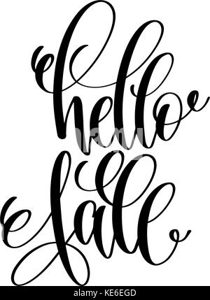 Hello november hand lettering phrase with doodle graphic. Black vector ...