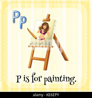 Flashcard letter P is for paintbrush illustration Stock Vector Image ...