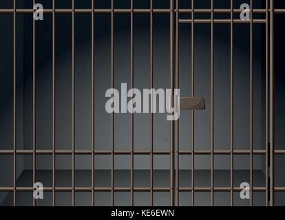 Prison cell with metal bars illustration Stock Vector