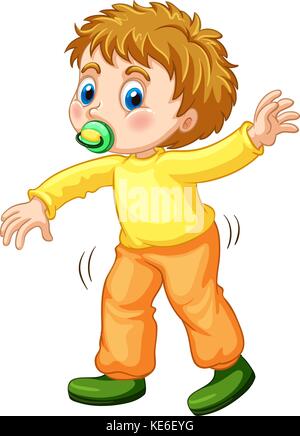 Little boy learning to walk illustration Stock Vector