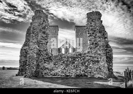 Reculver Towers seen from the eastern side. Stock Photo