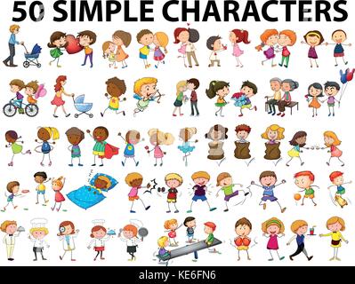 People doing different actions illustration Stock Vector