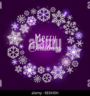 Christmas round wreath of snowflakes Stock Vector