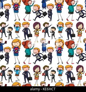 Seamless business people doing activities illustration Stock Vector