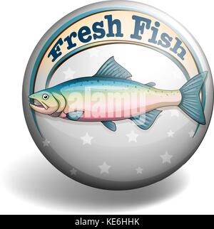 Circular badge of fresh fish illustration Stock Vector