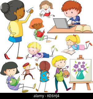 People doing different activities illustration Stock Vector