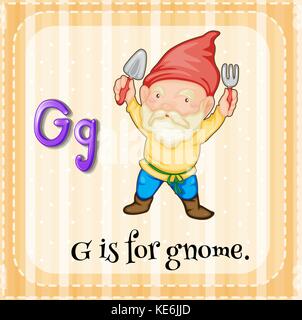 Flashcard letter G is for gnome illustration Stock Vector