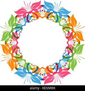 Floral wreath, round ornament, circles pattern, vector illustration Stock Vector