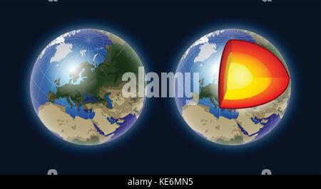 Structure of the Earth core - modern vector realistic isolated illustration Stock Vector