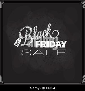 Black Friday Sale Flyer Holiday Shopping Discount Banner Sketch On Chalkboard Stock Vector
