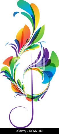Art treble clef on white background, vector illustration Stock Vector