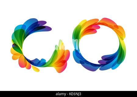 Multicolored rounded frame set on white background Stock Vector