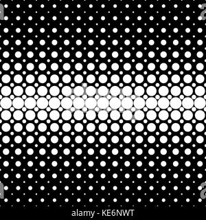 Geometric halftone dot pattern background - vector graphic from circles on black background Stock Vector