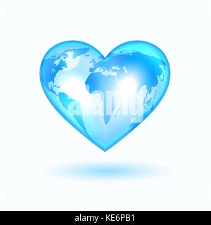 Heart with the world map Stock Vector