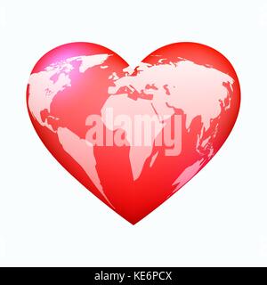 Red world heart Stock Vector