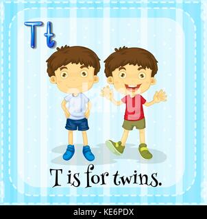 Letter T is for twins Stock Vector