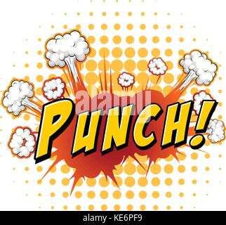 Word punch with explosion background Stock Vector