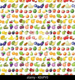 Seamless different kind of tropical fruits Stock Vector