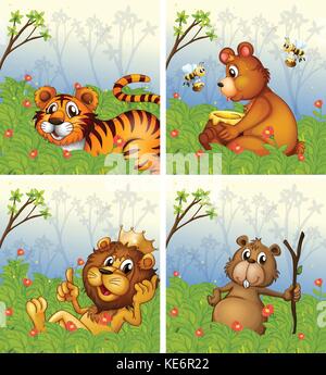 Animals in the park Stock Vector