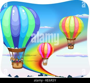 Three balloons floating in the sky at daytime Stock Vector