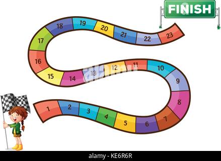 Game template with start and finish line Stock Vector