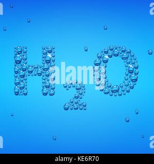 Blue drops H2O lettering Stock Vector