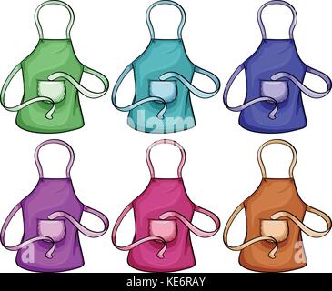 Six different colors aprons with no design Stock Vector