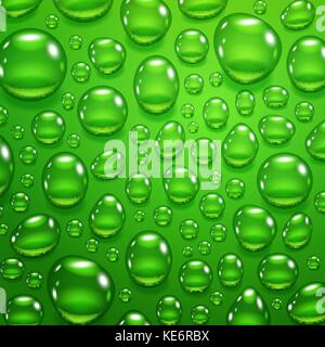 Water drops on green background Stock Vector