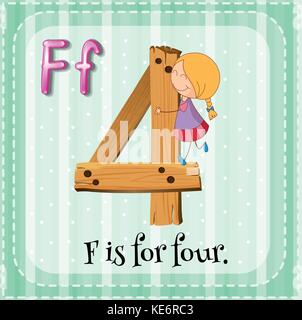 Flashcard letter F is for four Stock Vector