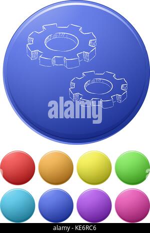 different colors icons of gear Stock Vector