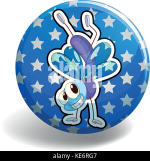 Blue badge with stars and a mosquito 	 Stock Vector