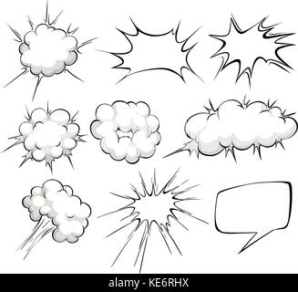 Nine design of blank cloud explosions Stock Vector