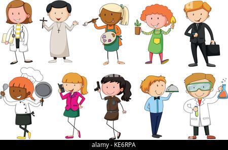 Set of people in different occupation uniform Stock Vector