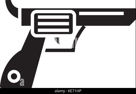 revolver - gun - cowboy icon, vector illustration, black sign on isolated background Stock Vector