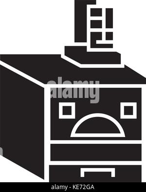 russian oven icon, vector illustration, black sign on isolated background Stock Vector