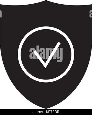 secure shield icon, vector illustration, black sign on isolated background Stock Vector
