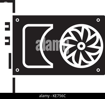 sound card - video card icon, vector illustration, black sign on isolated background Stock Vector