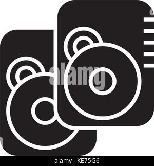 speakers -hard disk icon, vector illustration, black sign on isolated background Stock Vector