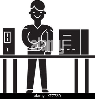 system administrator icon, vector illustration, black sign on isolated background Stock Vector