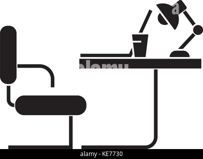 table office sideview icon, vector illustration, black sign on isolated background Stock Vector