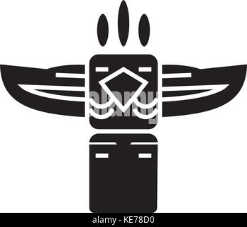 totem - native american icon, vector illustration, black sign on isolated background Stock Vector