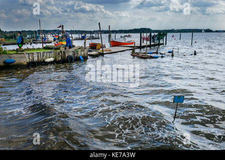 coastal fishing moorings, Holm Schleswig, Schleswig-Holstein, Germany Stock Photo