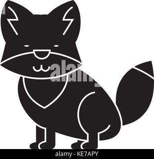 wolf cute icon, vector illustration, black sign on isolated background Stock Vector