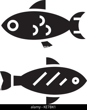 Aquatic food chain concept icon with text. Seaweed, plankton and fish ...