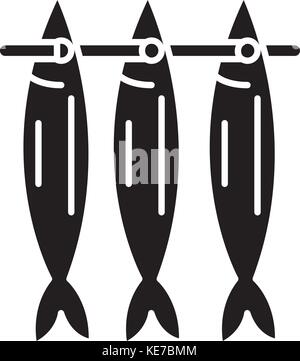 dried fish icon on white background. Simple element illustration from ...