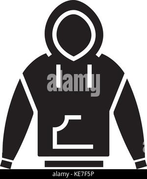 Hoodie icon, vector illustration, black sign on isolated background Stock Vector