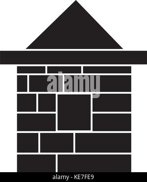 house brick icon, vector illustration, black sign on isolated background Stock Vector