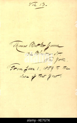 Thomas Butler Gunn Diaries  Volume 11, page 3, 1859 Stock Photo