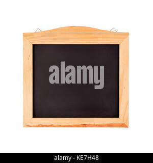 Clean black school chalkboard in a wooden frame isolated Stock Photo